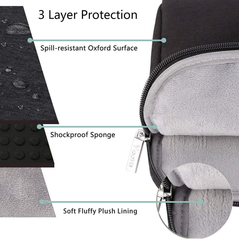 Voova Laptop Bag 15.6 Inch, Waterproof Computer Sleeve Carrying Case with Shoulder Straps & Handle Compatible with Macbook Air 15 M2/M3/M4, MacBook Pro 15/16, 15-16 Inch Hp Dell Lenovo Asus, Black - Image 3